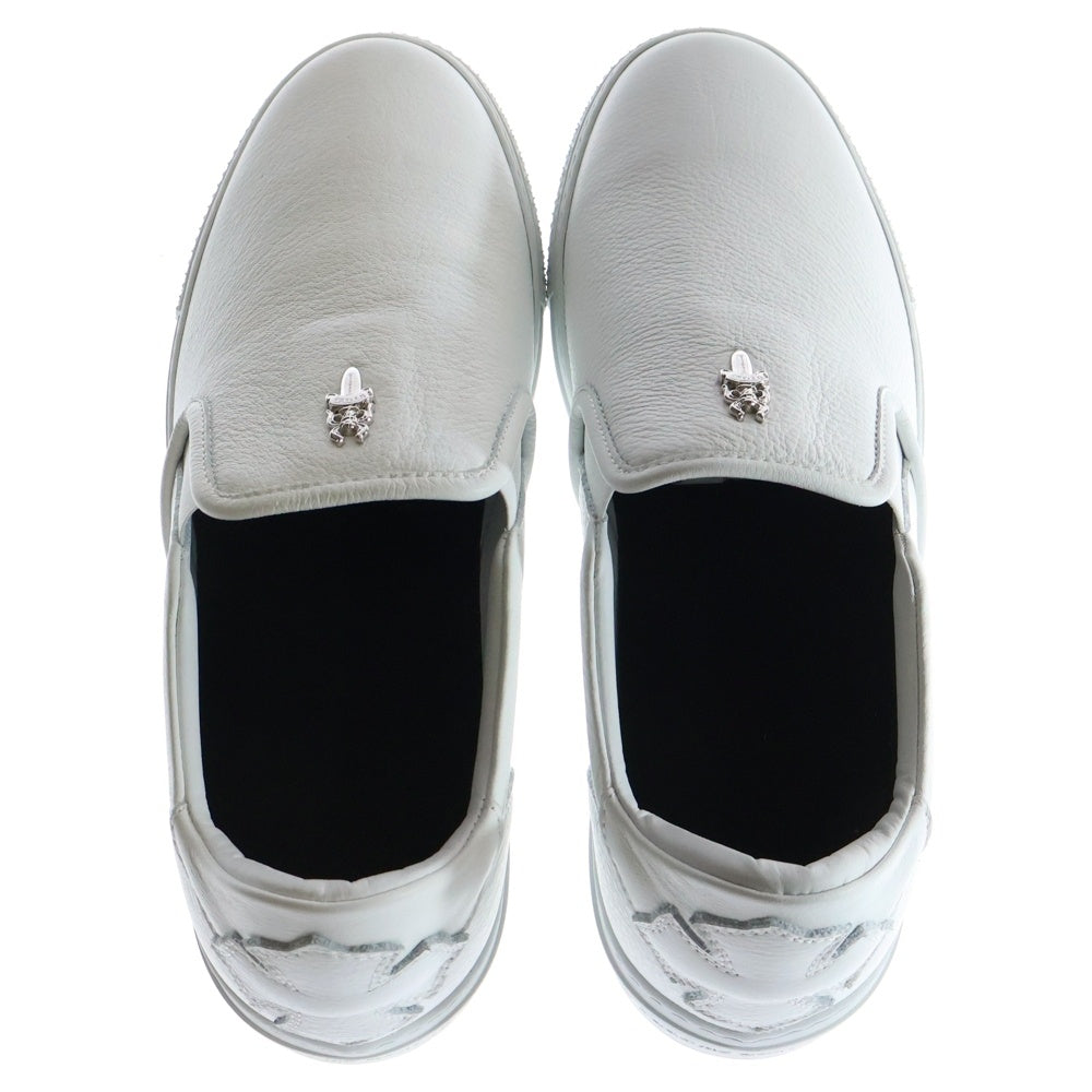 CHROME HEARTS(クロムハーツ) SLIP ON CHプラスレザーパッチダガー付レザースリッポン ホワイト