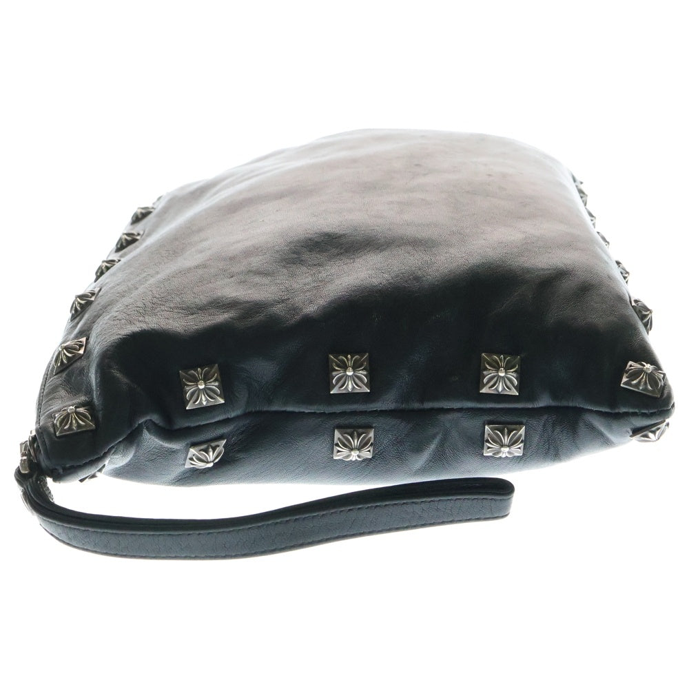 CHROME HEARTS(クロムハーツ) ピラミッドスタッズ付き レザー クラッチバック ブラック