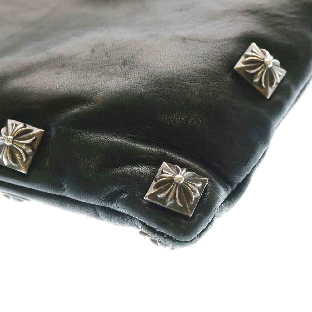 CHROME HEARTS(クロムハーツ) ピラミッドスタッズ付き レザー クラッチバック ブラック