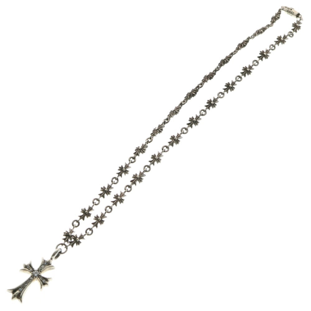 CHROME HEARTS(クロムハーツ) TNY E16 CRS F P DIA タイニーEファットクロス シルバー PAVEダイヤネックレス