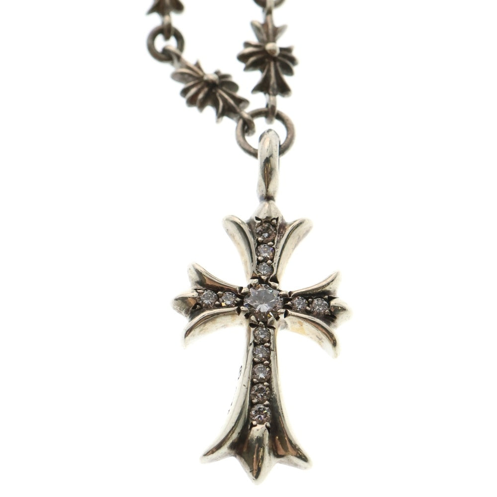 CHROME HEARTS(クロムハーツ) TNY E16 CRS F P DIA タイニーEファットクロス シルバー PAVEダイヤネックレス
