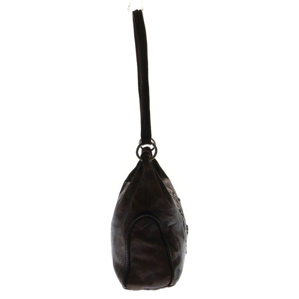 CHROME HEARTS(クロムハーツ) BOLO BSフレア装飾レザーショルダーバッグ ブラウン