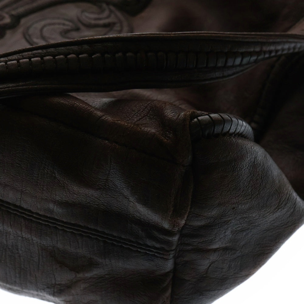 CHROME HEARTS(クロムハーツ) BOLO BSフレア装飾レザーショルダーバッグ ブラウン
