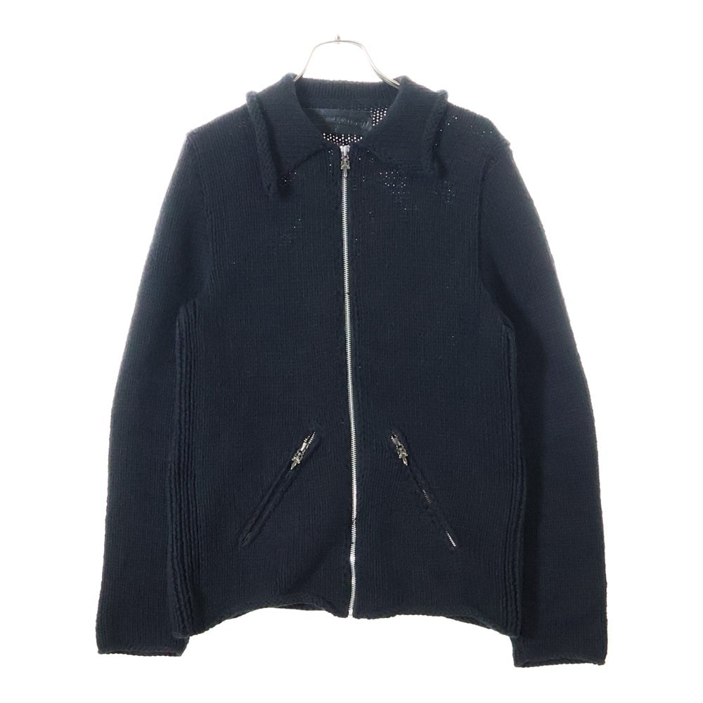 CHROME HEARTS(クロムハーツ) セメタリークロスパッチ付き カシミアニットジップジャケット ブラック