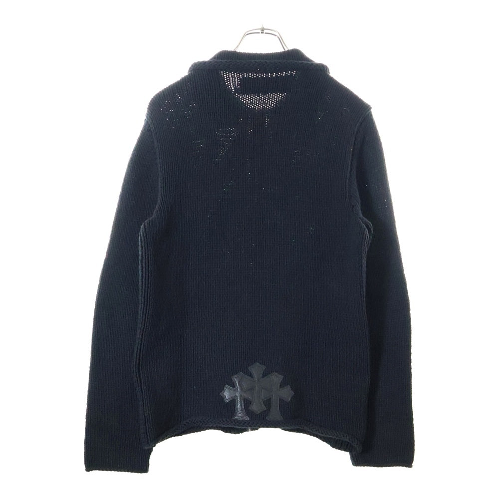 CHROME HEARTS(クロムハーツ) セメタリークロスパッチ付き カシミアニットジップジャケット ブラック