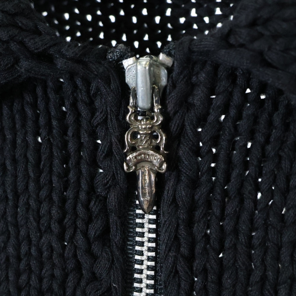 CHROME HEARTS(クロムハーツ) セメタリークロスパッチ付き カシミアニットジップジャケット ブラック