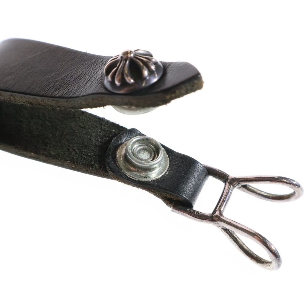 CHROME HEARTS(クロムハーツ) BELT LOOP クロスボールボタンレザーベルトループ ブラック/シルバー