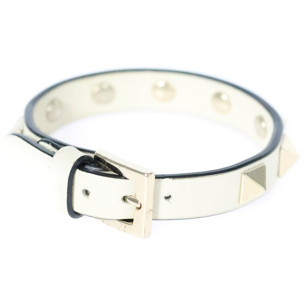 VALENTINO(ヴァレンティノ) ロックスタッズ レザー ブレスレット ホワイト レディース WJ0255VIT