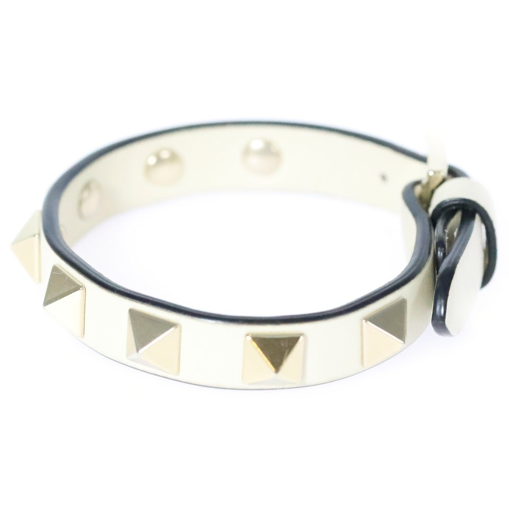 VALENTINO(ヴァレンティノ) ロックスタッズ レザー ブレスレット ホワイト レディース WJ0255VIT