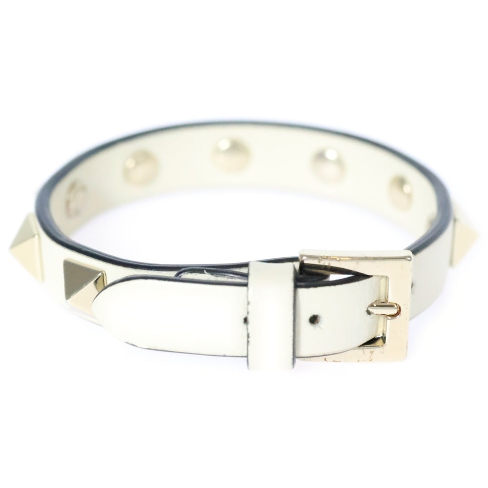 VALENTINO(ヴァレンティノ) ロックスタッズ レザー ブレスレット ホワイト レディース WJ0255VIT