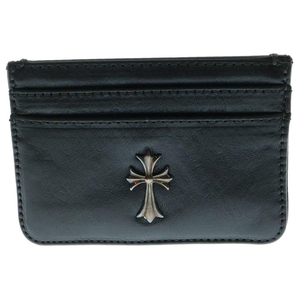 CHROME HEARTS(クロムハーツ) DOUBLE SIDE ダブルサイド CHクロス装飾 レザーカードケース ブラック