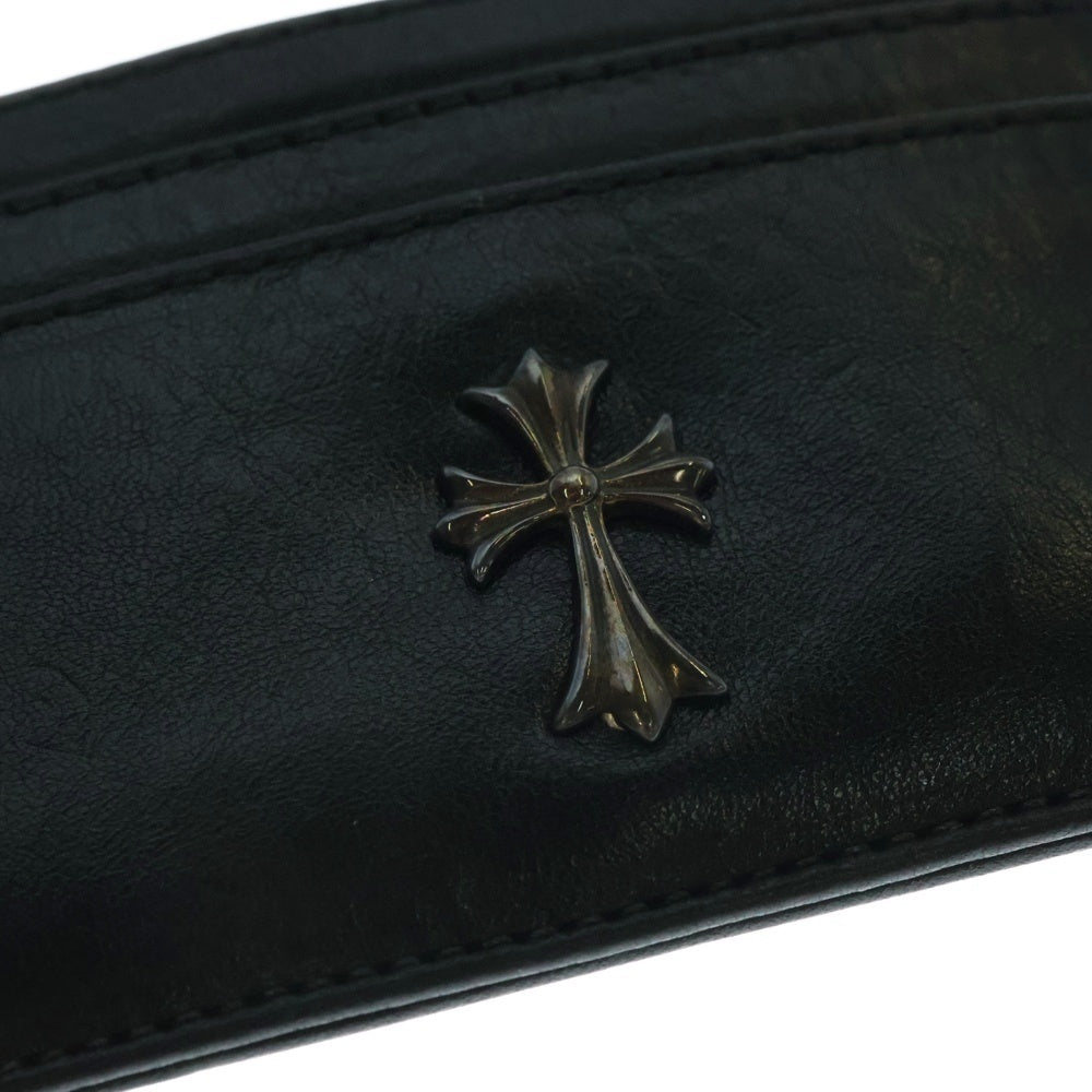 CHROME HEARTS(クロムハーツ) DOUBLE SIDE ダブルサイド CHクロス装飾 レザーカードケース ブラック
