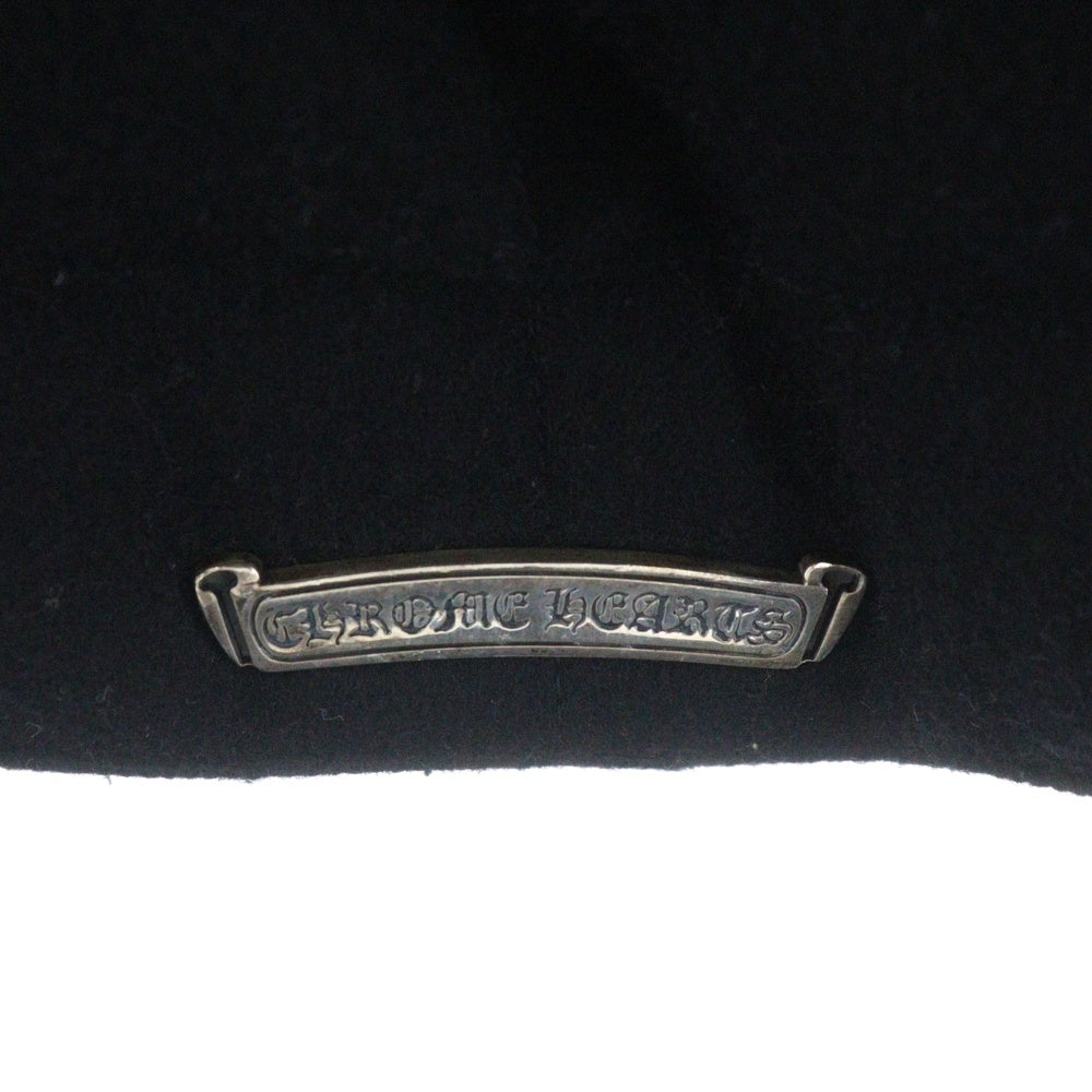 CHROME HEARTS(クロムハーツ) レザーカシミア切替 クロスボールボタン フード付き ジャケット ブラック
