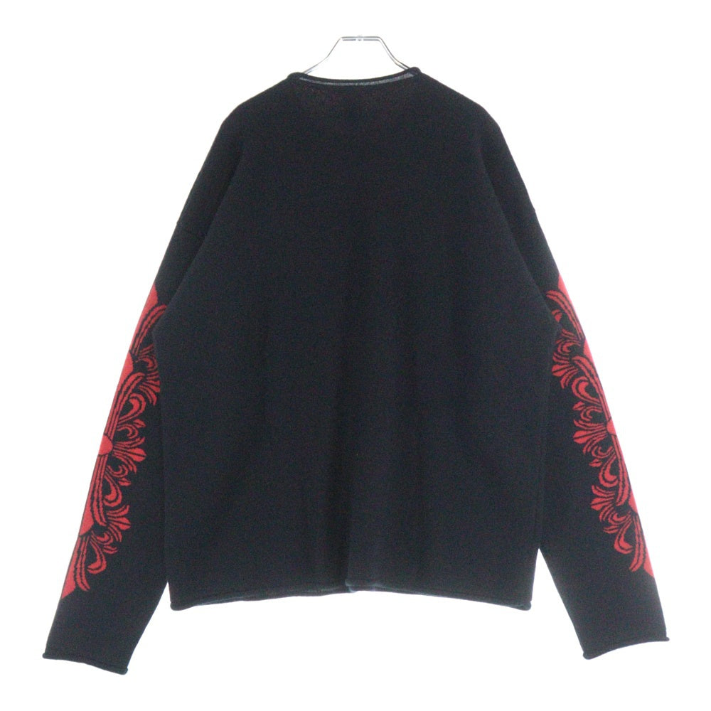 CHROME HEARTS(クロムハーツ) Y NOT セメタリ―クロス パッチ 袖フローラルプリント カシミアニット レッド