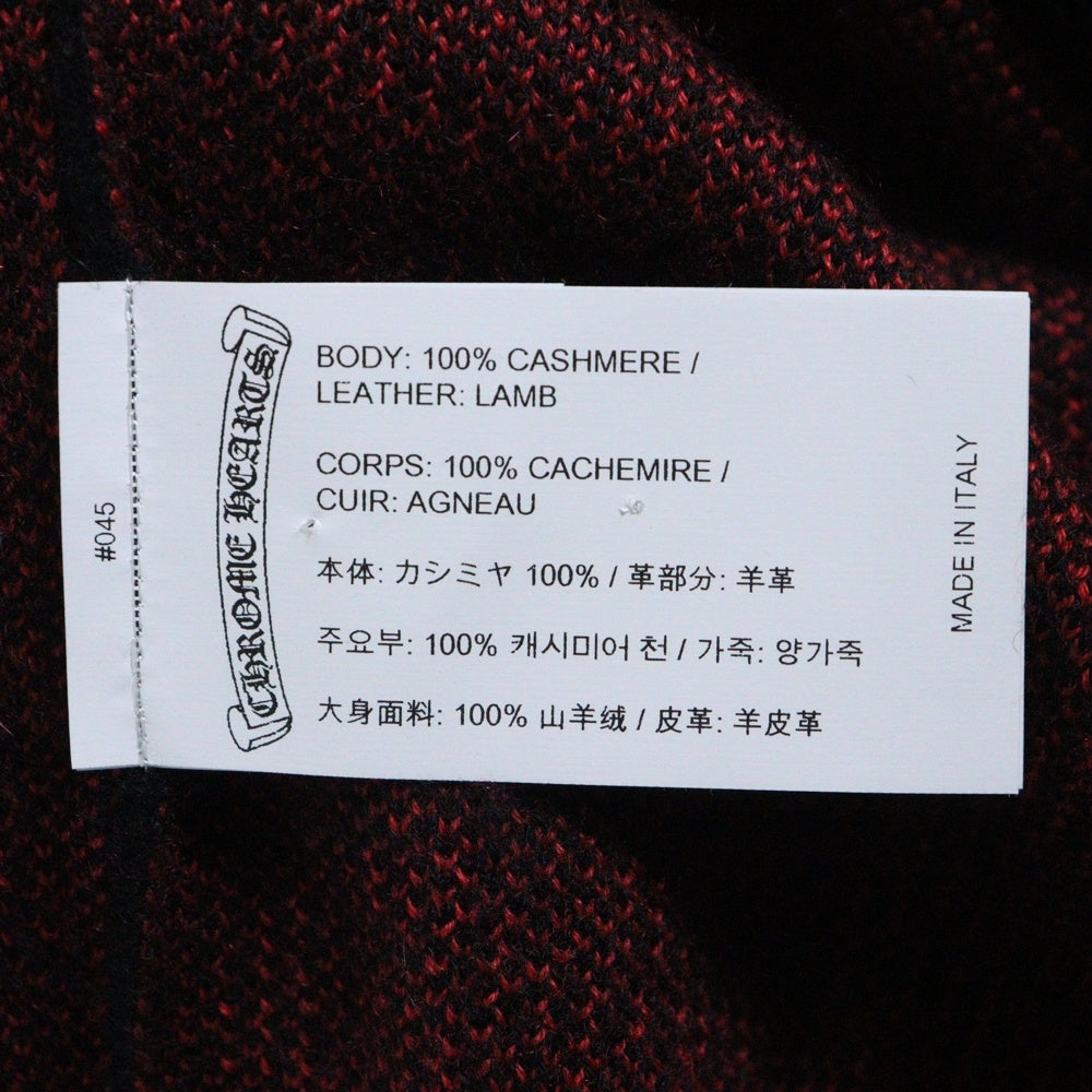 CHROME HEARTS(クロムハーツ) Y NOT セメタリ―クロス パッチ 袖フローラルプリント カシミアニット レッド