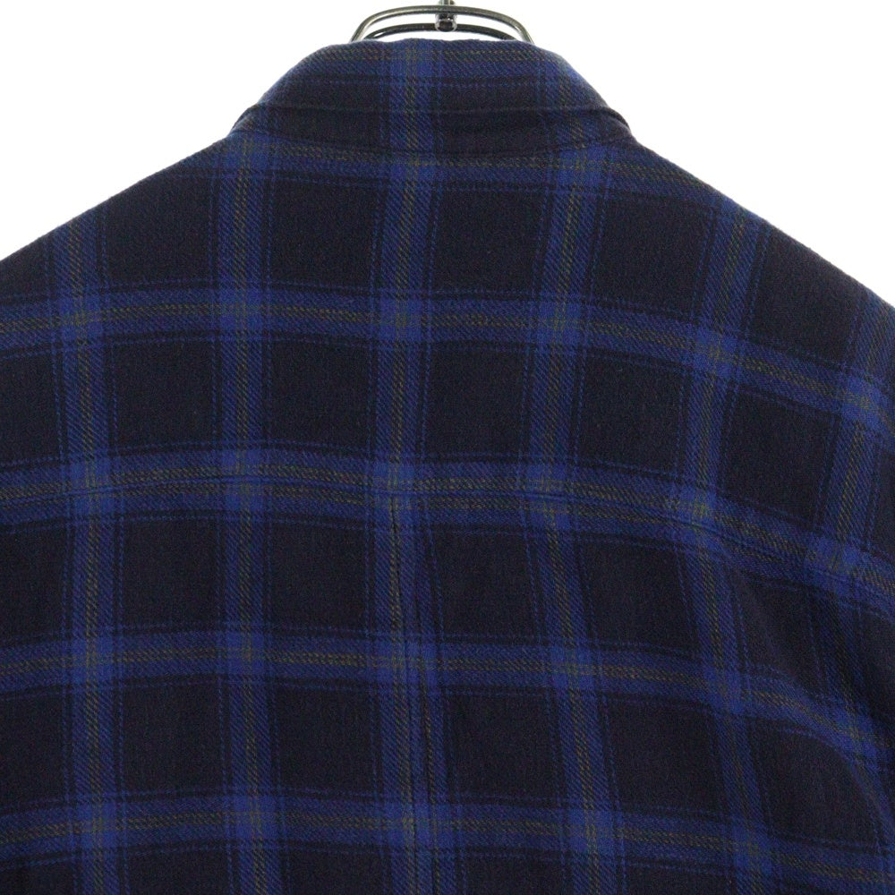CHROME HEARTS(クロムハーツ) LOOSEENDS LS CHECK ルーズエンド 長袖チェックシャツ セメタリーパッチ付き クロスボタンシャツ ネイビー