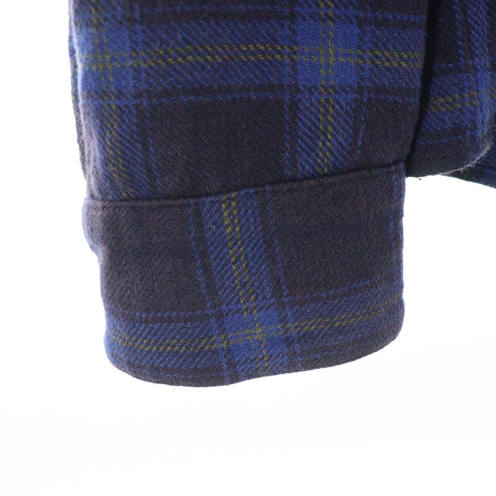 CHROME HEARTS(クロムハーツ) LOOSEENDS LS CHECK ルーズエンド 長袖チェックシャツ セメタリーパッチ付き クロスボタンシャツ ネイビー