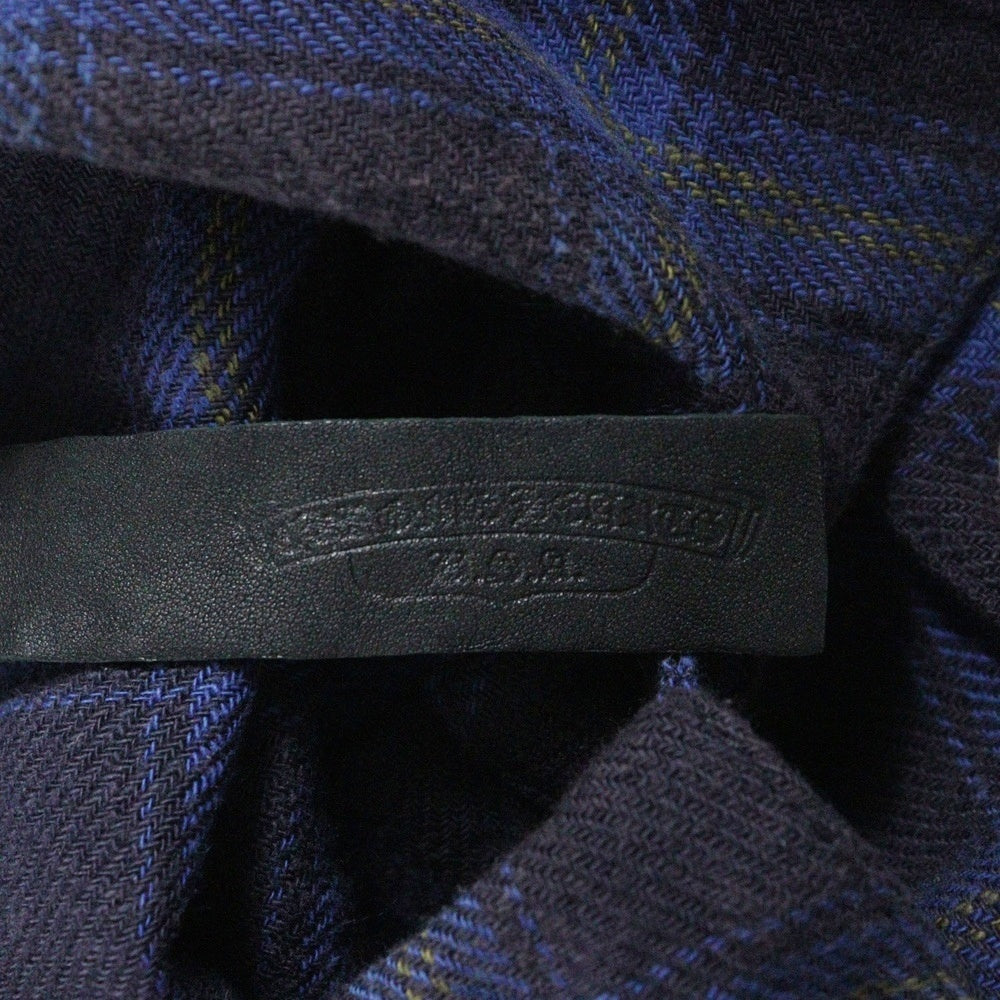 CHROME HEARTS(クロムハーツ) LOOSEENDS LS CHECK ルーズエンド 長袖チェックシャツ セメタリーパッチ付き クロスボタンシャツ ネイビー