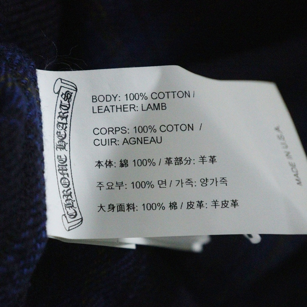 CHROME HEARTS(クロムハーツ) LOOSEENDS LS CHECK ルーズエンド 長袖チェックシャツ セメタリーパッチ付き クロスボタンシャツ ネイビー