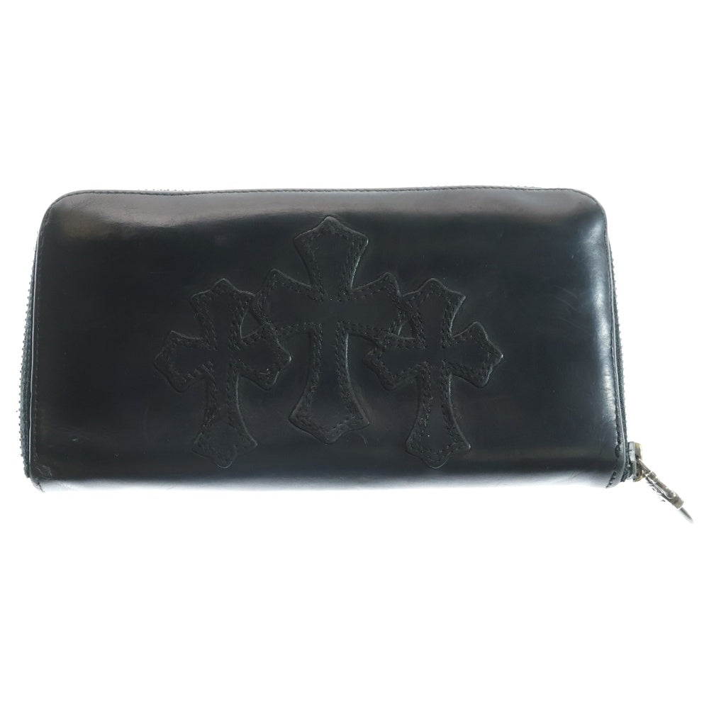 CHROME HEARTS(クロムハーツ) REC F ZIP 3クロス ラウンドジップレザーウォレット 財布 ブラック BCA368