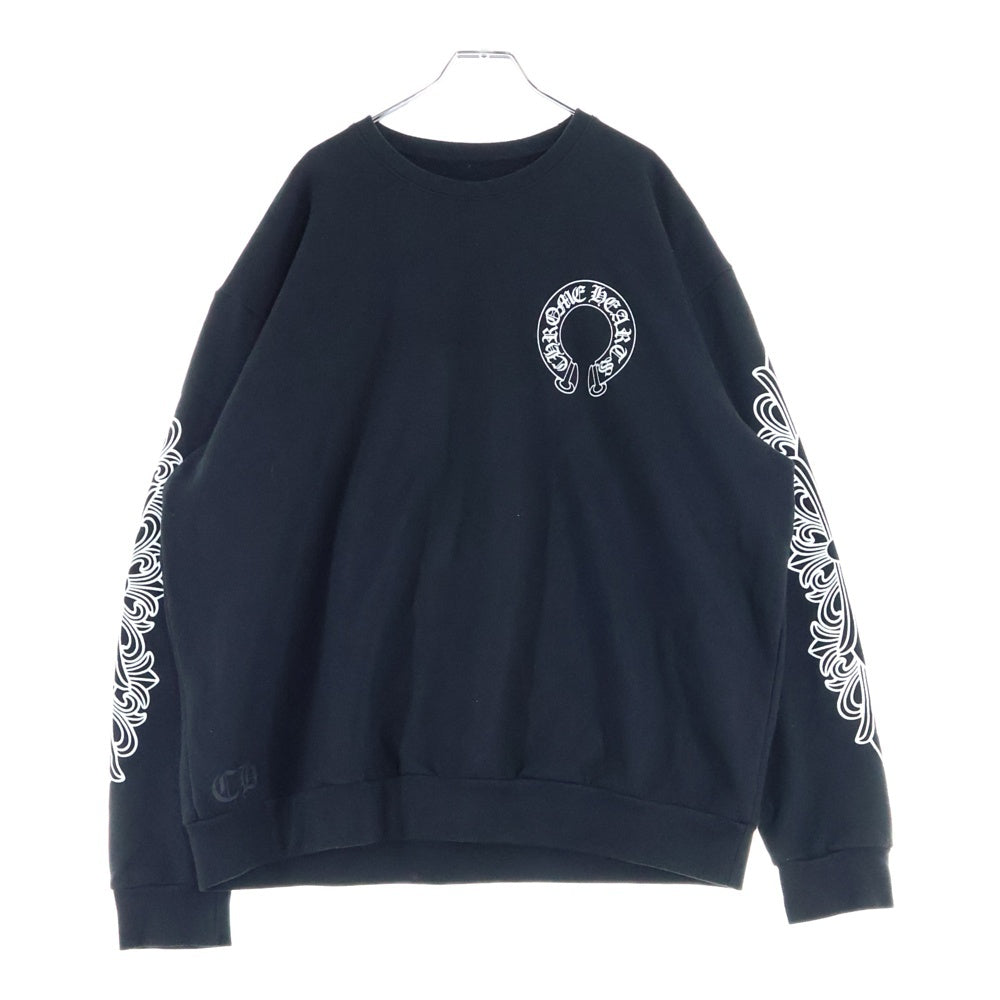 CHROME HEARTS(クロムハーツ) Horseshoe L/S Sweatshirt ホースシュープリント 袖フローラル スウェット ブラック