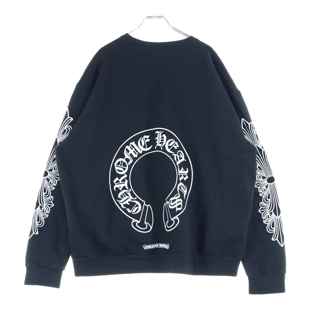 CHROME HEARTS(クロムハーツ) Horseshoe L/S Sweatshirt ホースシュープリント 袖フローラル スウェット ブラック
