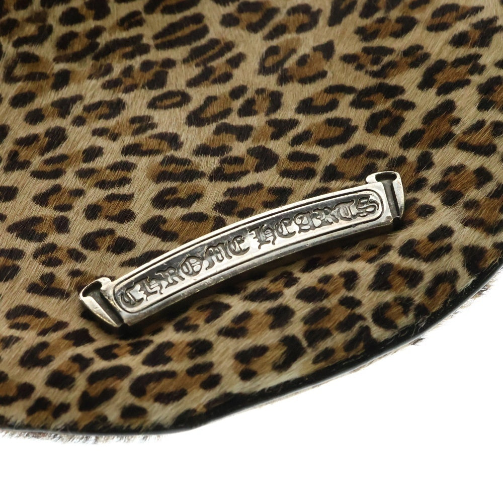 CHROME HEARTS(クロムハーツ) クロスボール装飾 レオパード レザー ハンドバック ブラック/ブラウン