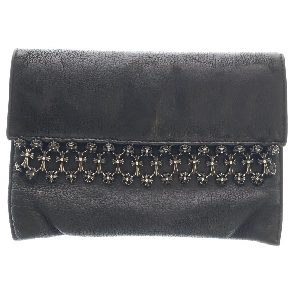 CHROME HEARTS(クロムハーツ) Poker Bag ポーカーバッグ クラッチバッグ ポーチ クロスボールジップ レザー ブラック/シルバー