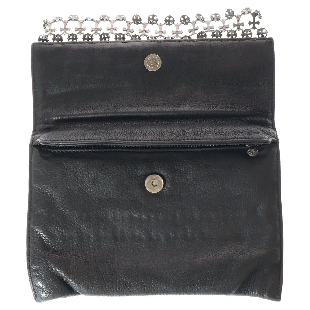 CHROME HEARTS(クロムハーツ) Poker Bag ポーカーバッグ クラッチバッグ ポーチ クロスボールジップ レザー ブラック/シルバー