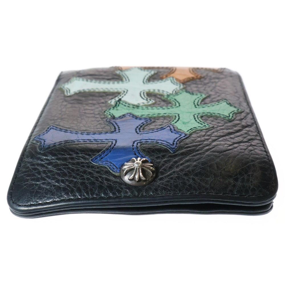 CHROME HEARTS(クロムハーツ) 1SNAP 1スナップクロスボールボタン マルチパッチ レザーウォレット 財布 ブラッ ク