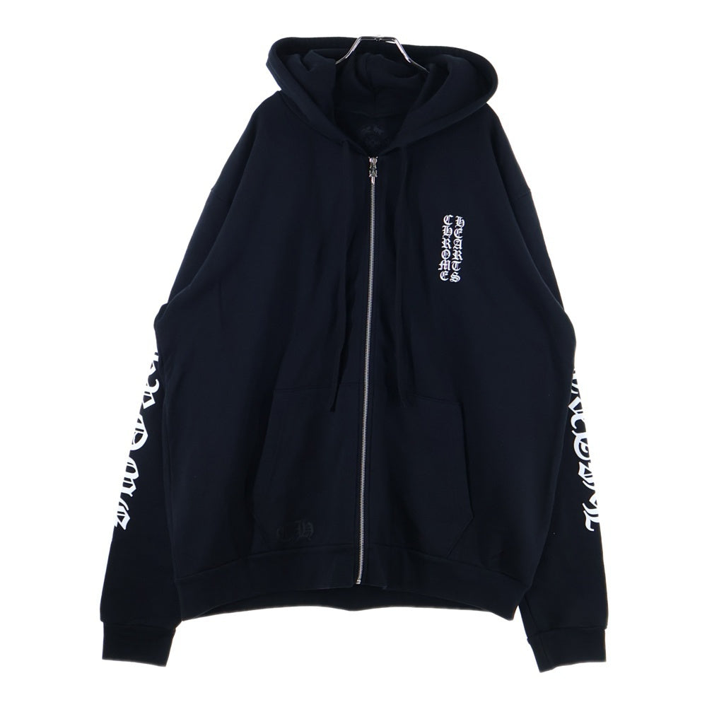 CHROME HEARTS(クロムハーツ) SWTSHRT HD ZIP 袖ロゴプリントジップアップパーカー