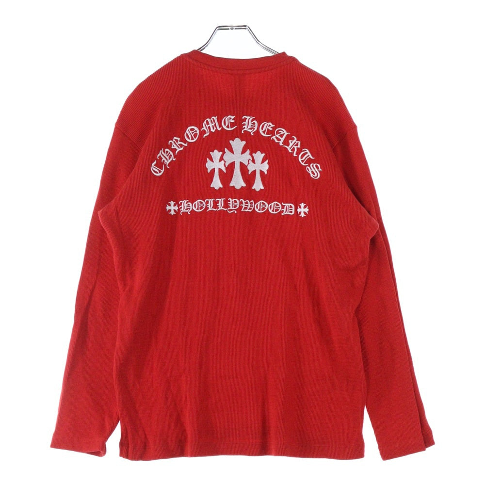 CHROME HEARTS(クロムハーツ) SAILIN ON THERMAL ヘンリーネックバック刺繍ロゴ長袖カットソー レッド