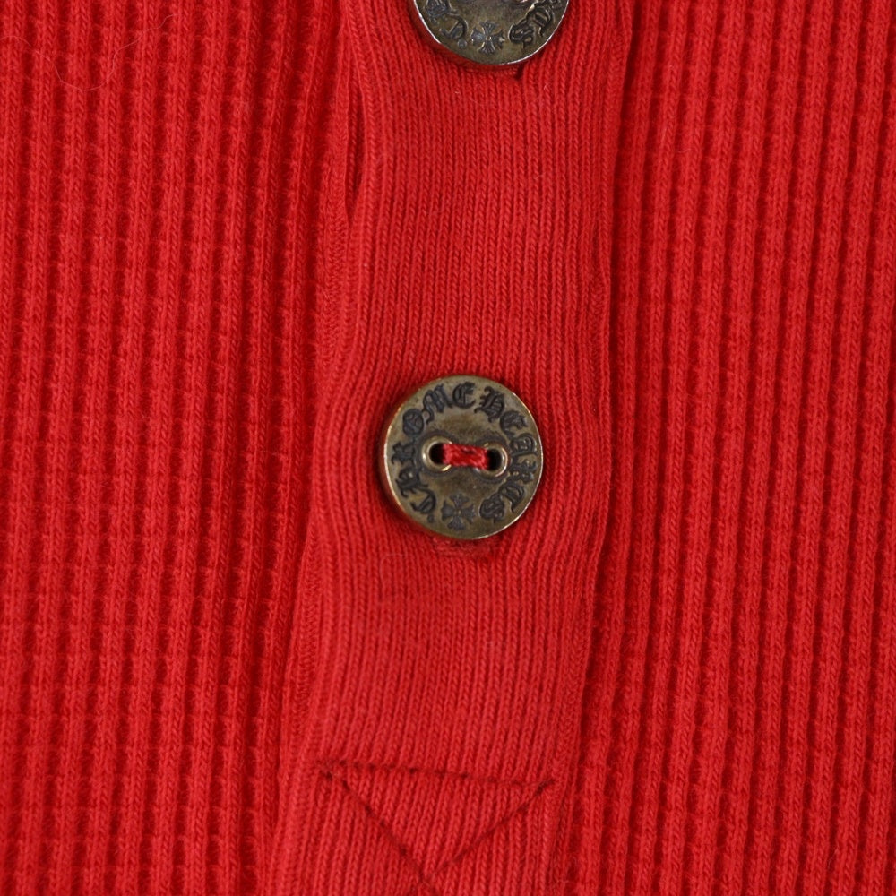 CHROME HEARTS(クロムハーツ) SAILIN ON THERMAL ヘンリーネックバック刺繍ロゴ長袖カットソー レッド