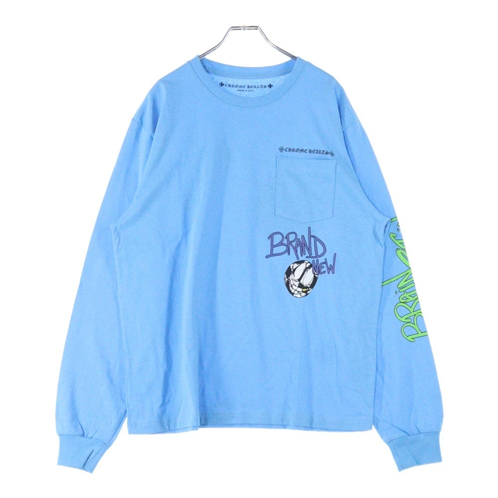CHROME HEARTS(クロムハーツ) ×MATTY BOY BRAIN NEW L/S TEE ×マッティボーイ ブレインニュー クルーネック長袖Tシャツカットソー ロングスリーブ ロンT ブルー