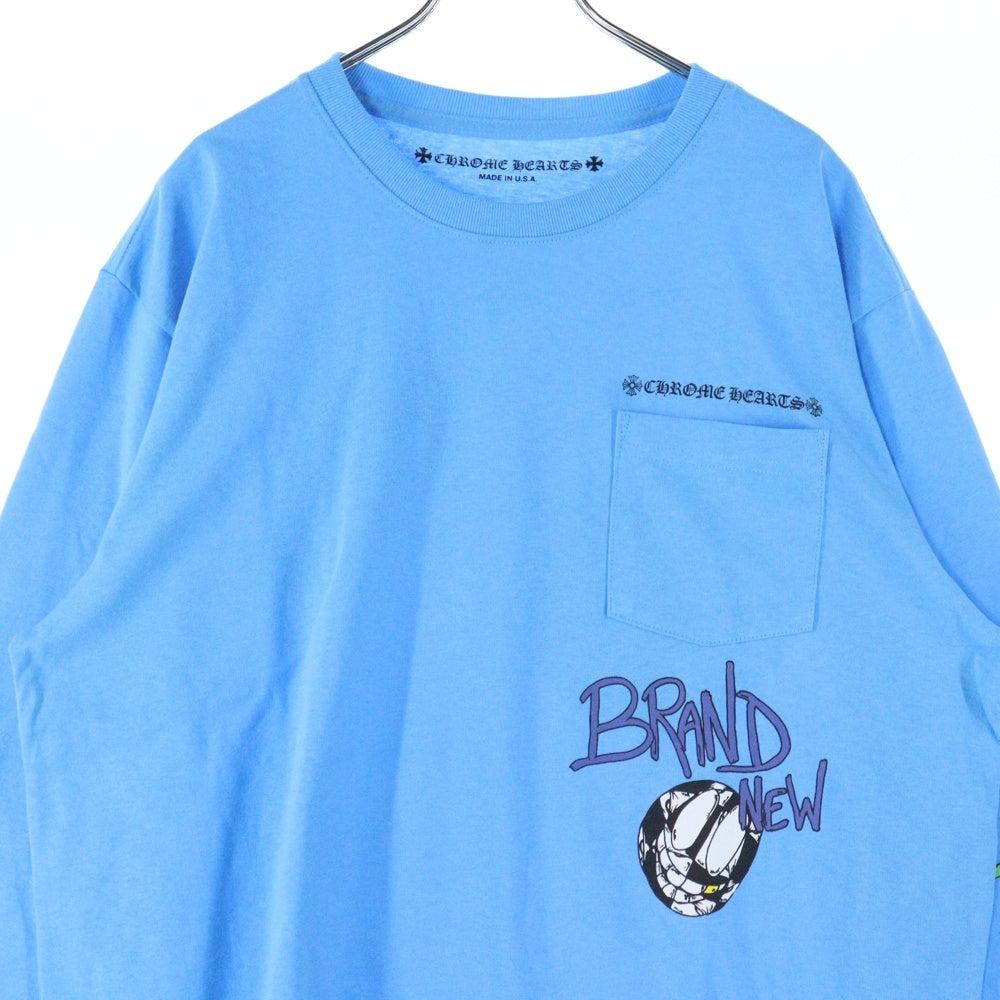 CHROME HEARTS(クロムハーツ) ×MATTY BOY BRAIN NEW L/S TEE ×マッティボーイ ブレインニュー クルーネック長袖Tシャツカットソー ロングスリーブ ロンT ブルー