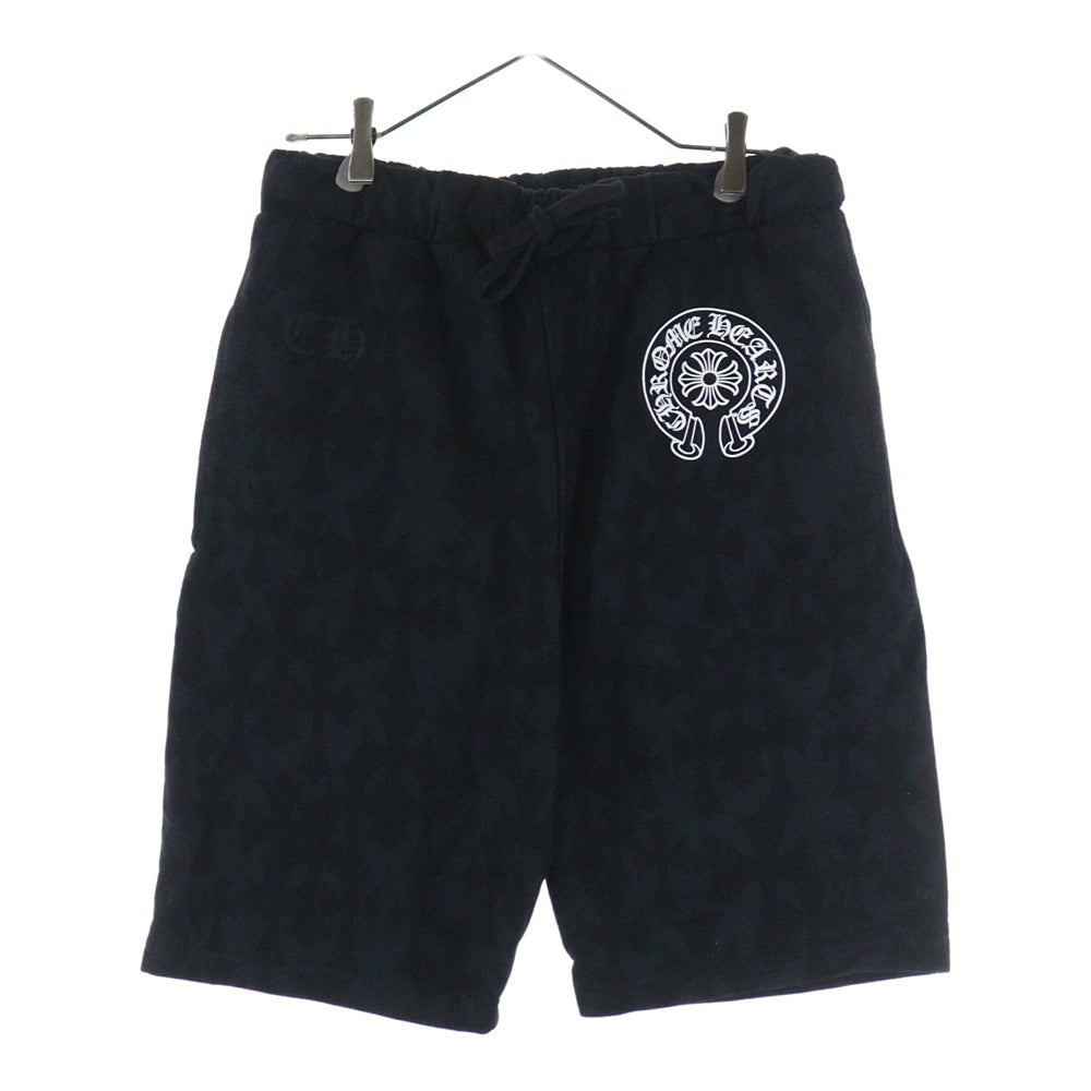 CHROME HEARTS(クロムハーツ) SWEAT PANTS セメタリークロス総柄スウェットハーフパンツ ブラック