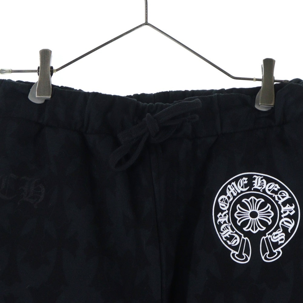 CHROME HEARTS(クロムハーツ) SWEAT PANTS セメタリークロス総柄スウェットハーフパンツ ブラック
