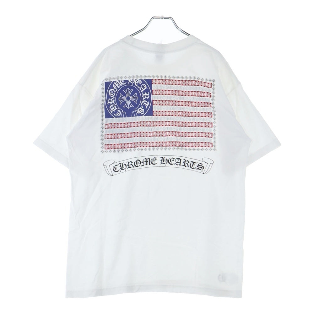 CHROME HEARTS(クロムハーツ) OLD AMERICAN FLAG DAGGR アメリカンフラッグダガー プリント半袖Tシャツ ホワイト