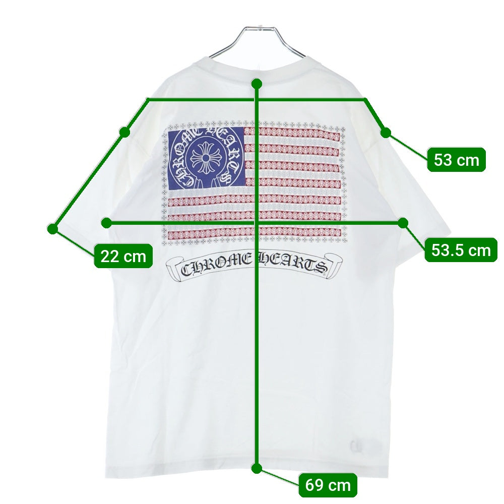 CHROME HEARTS(クロムハーツ) OLD AMERICAN FLAG DAGGR アメリカンフラッグダガー プリント半袖Tシャツ ホワイト