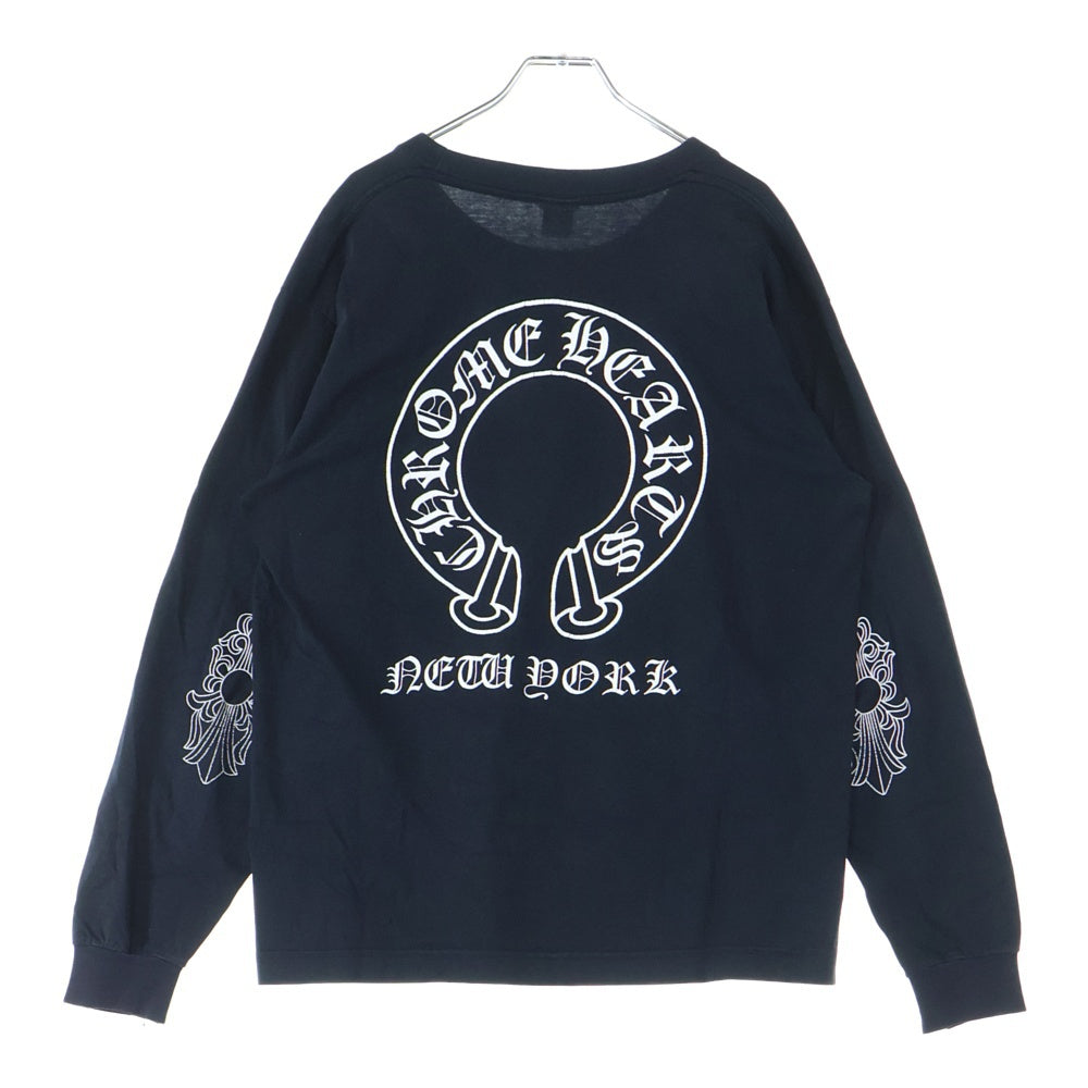 CHROME HEARTS(クロムハーツ) OLD NEW YORK Horseshoe L/S Tee オールド ニューヨーク限定 ホースシュープリント 長袖Tシャツ ロングスリーブカットソー ブラック