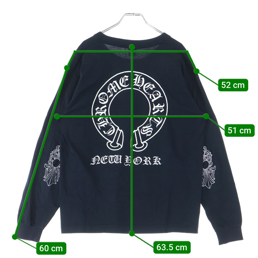 CHROME HEARTS(クロムハーツ) OLD NEW YORK Horseshoe L/S Tee オールド ニューヨーク限定 ホースシュープリント 長袖Tシャツ ロングスリーブカットソー ブラック