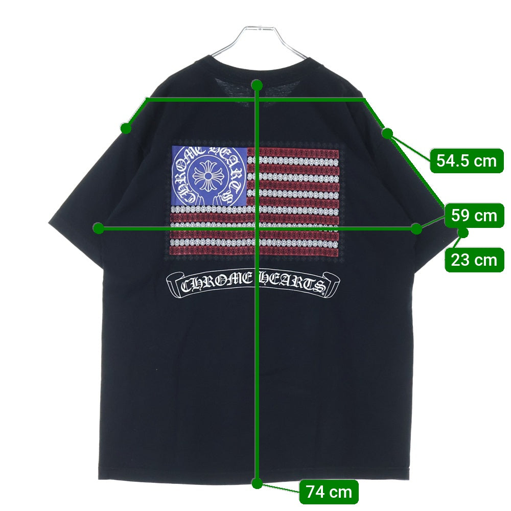 CHROME HEARTS(クロムハーツ) OLD AMERICAN FLAG DAGGR アメリカンフラッグダガー プリント半袖Tシャツ ブラック
