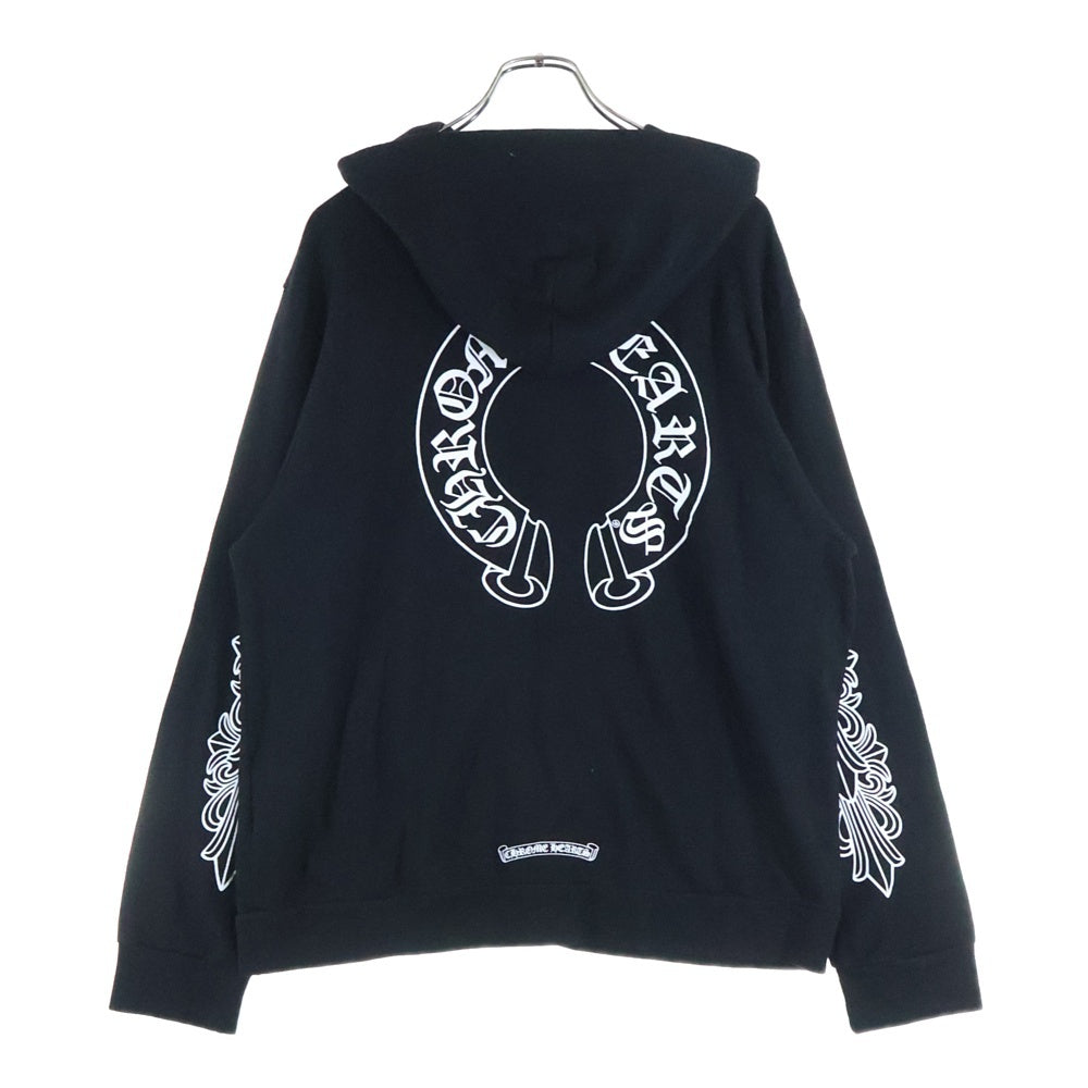 CHROME HEARTS(クロムハーツ) SWTSHRT HD ZIP バックホースシューアームフローラルジップパーカー ブラック