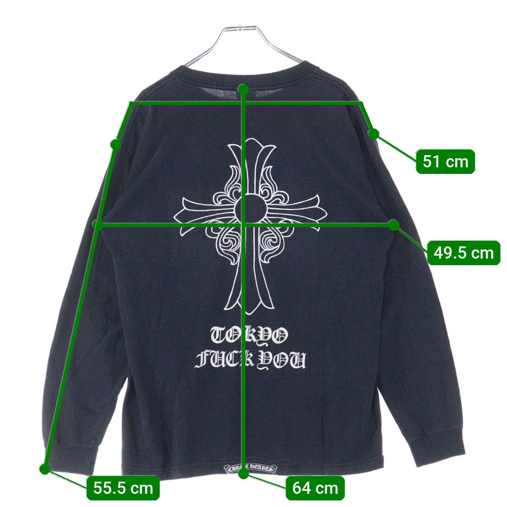 CHROME HEARTS(クロムハーツ) OLD BACK CROSS LONG TEE TOKYO オールド バッククロス 東京 半袖ポケット長袖Tシャツ カットソー ブラック