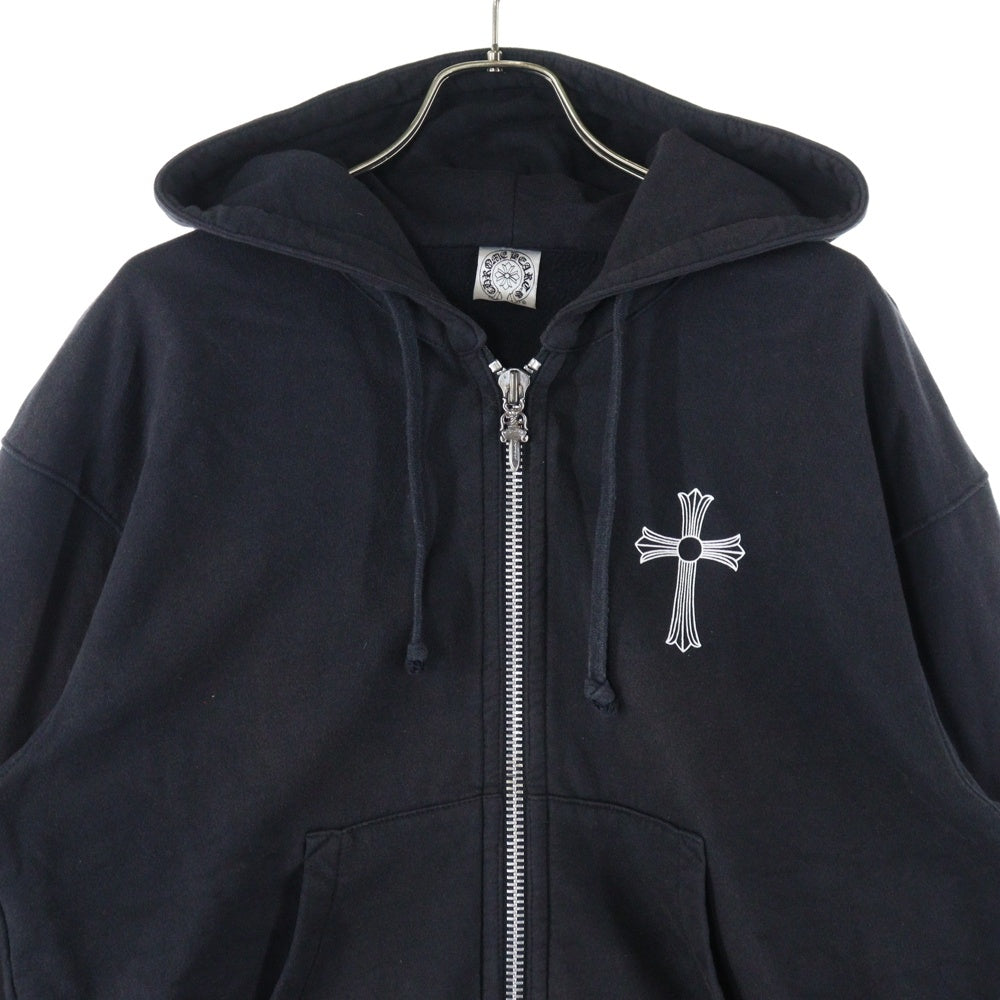CHROME HEARTS(クロムハーツ) OLD #10 DAGGER CH CROSS HD ZIP CH クロス ロゴ バックプリント ジップアップパーカー ブラック