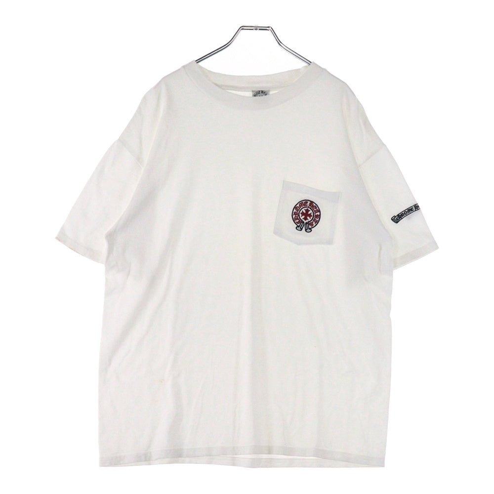 CHROME HEARTS(クロムハーツ) OLD オールドモデル フロントホースシュー刺繍 Tシャツ カットソー ブ ホワイト/レッド