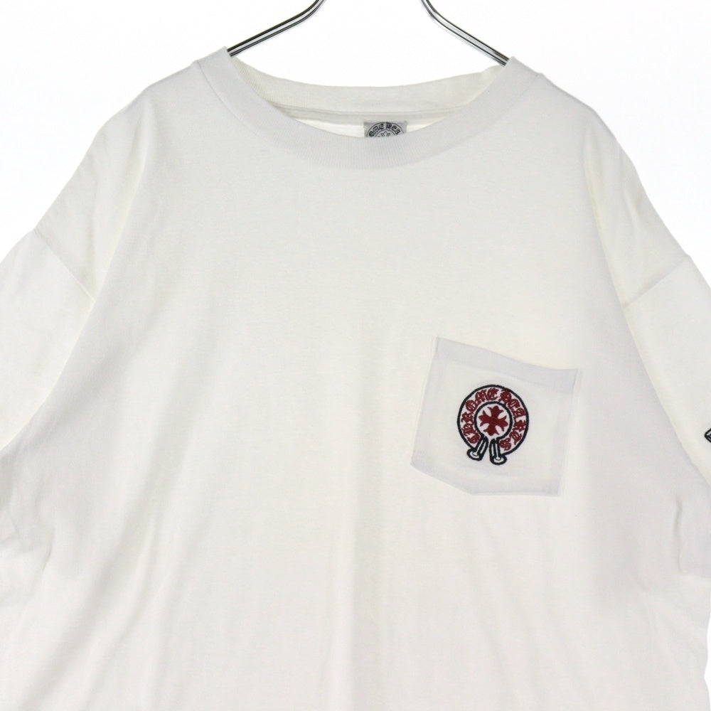 CHROME HEARTS(クロムハーツ) OLD オールドモデル フロントホースシュー刺繍 Tシャツ カットソー ブ ホワイト/レッド