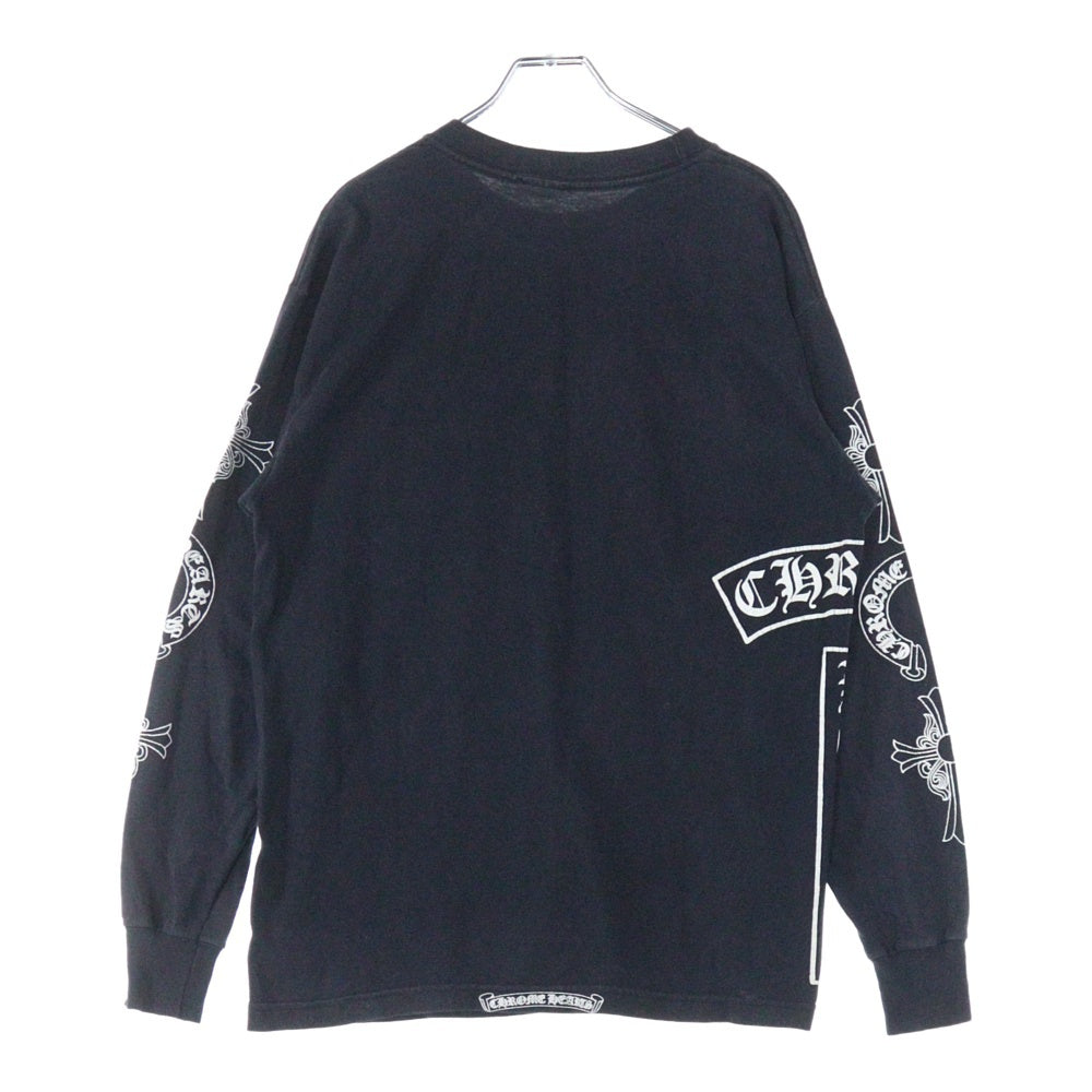 CHROME HEARTS(クロムハーツ) OLD Logo L/S Tee オールドモデル マルチロゴ クルーネック長袖Tシャツカットソー ロングスリーブ ロンT ブラック
