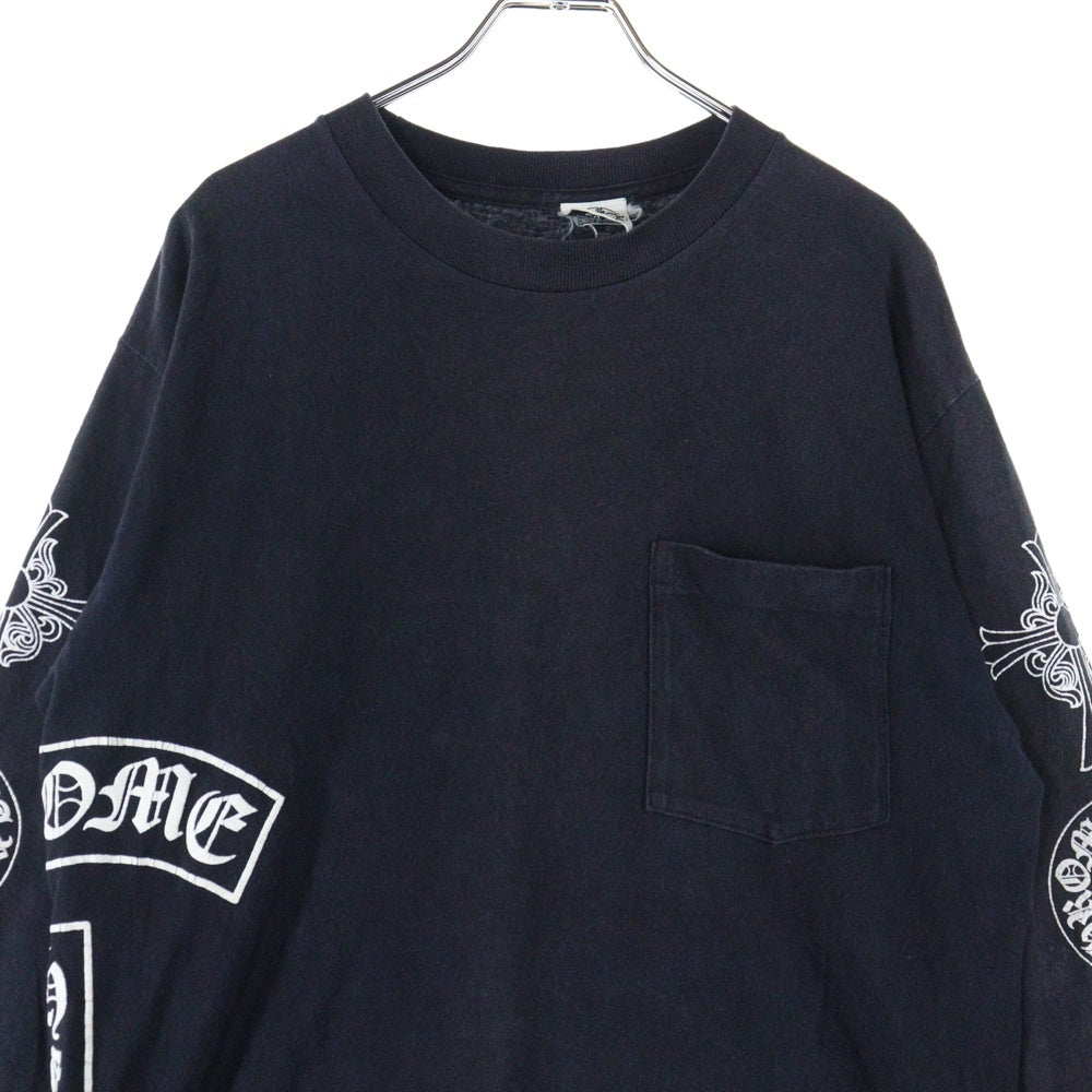 CHROME HEARTS(クロムハーツ) OLD Logo L/S Tee オールドモデル マルチロゴ クルーネック長袖Tシャツカットソー ロングスリーブ ロンT ブラック