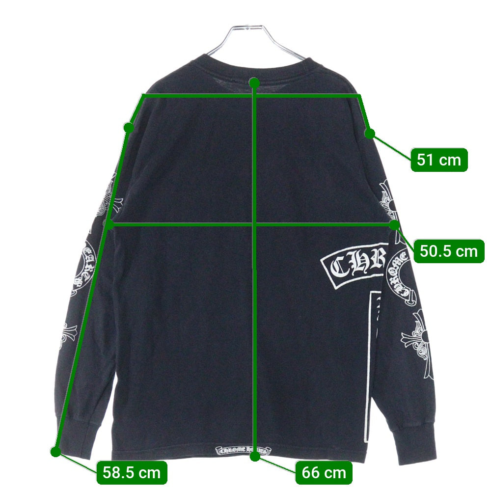 CHROME HEARTS(クロムハーツ) OLD Logo L/S Tee オールドモデル マルチロゴ クルーネック長袖Tシャツカットソー ロングスリーブ ロンT ブラック